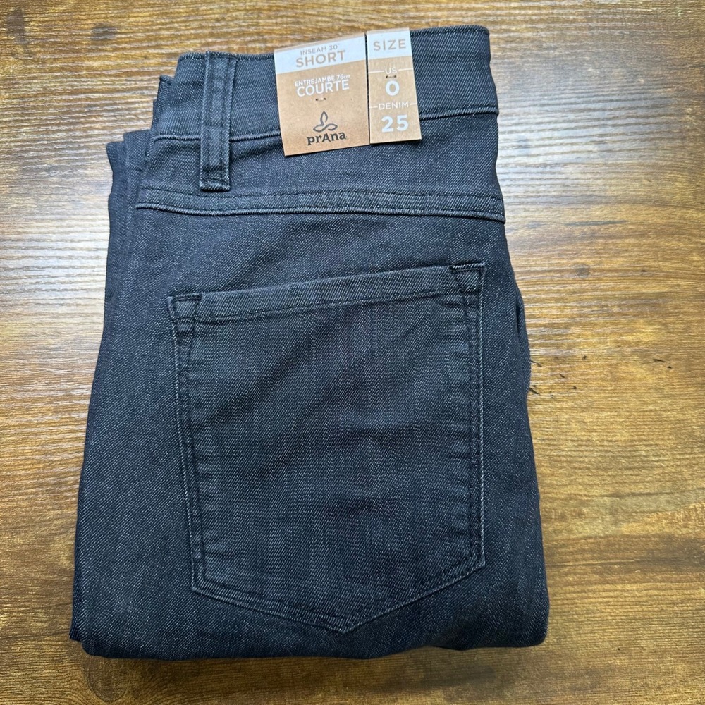 prAna Kayla High Rise Jean Womens 0 Short Charcoal Grey Organic Stretch Denim‎